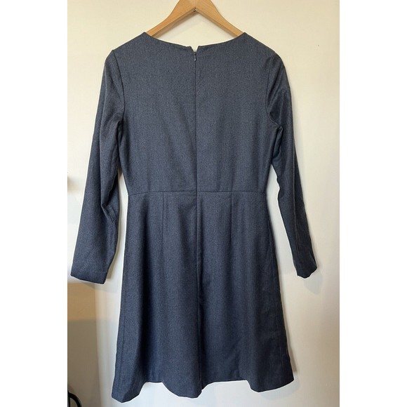 Theory Navy Wool Flannel Long Sleeve Mini Dress Size 6 - Picture 6 of 9